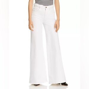 FRAME DENIM Le Palazzo Braided-Waist Wide-Leg Jeans in Blanc Size 28